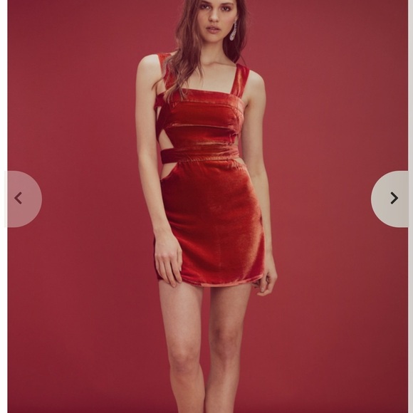 For Loves and Lemons Red Velvet Cutout Mini dress - Picture 6 of 8